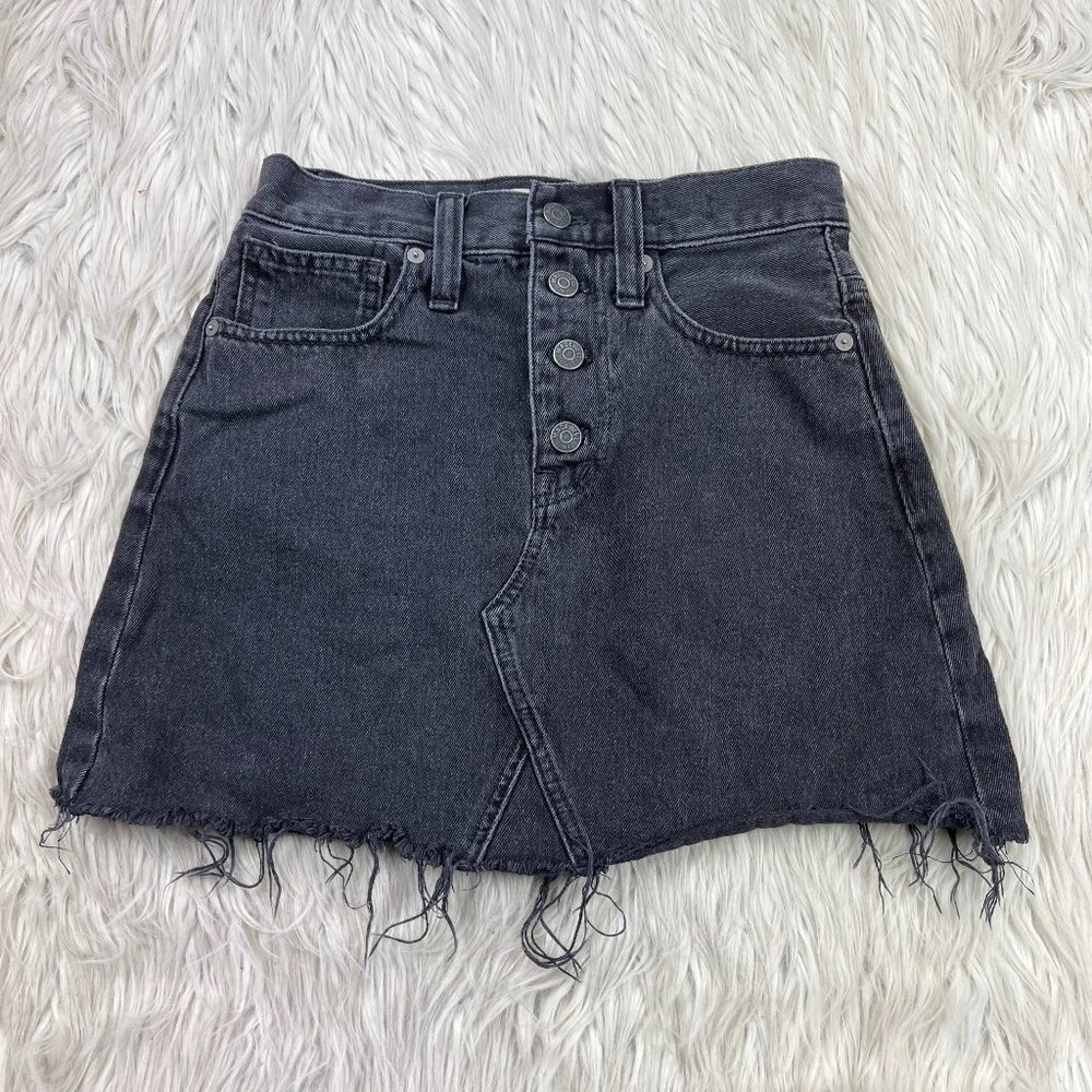Madewell Button‎ Fly Rigid Denim A-line Skirt